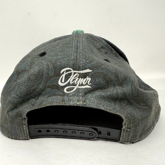 Dolly Noire Italy Hip Hop Hat Gray Green Paisley Snapback Cap Streetwear - Picture 2 of 10